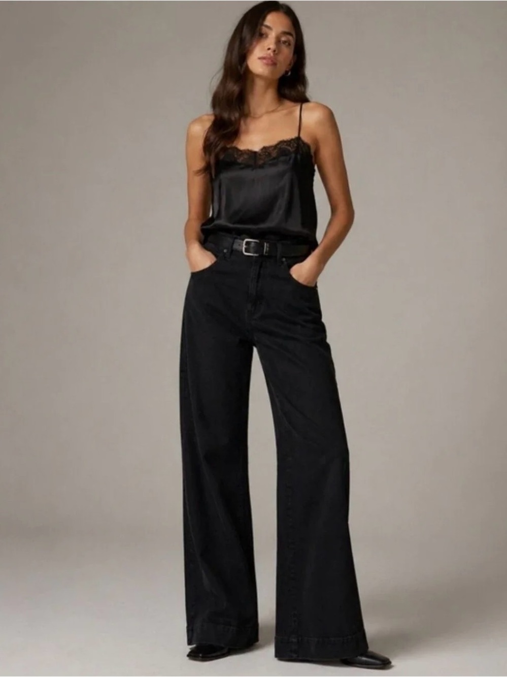 Women’s J. Crew BT929 Black Wide Leg Corduroy Trousers Size 29P